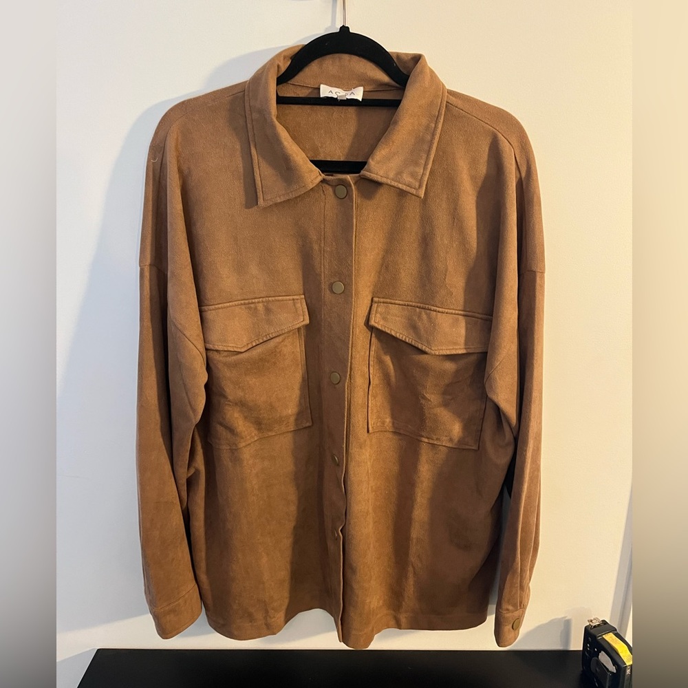 Faux suede shacket